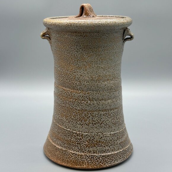 Signed Eldreth Pottery 2007 Brown Salt Glazed Stoneware Crock w/ Lid Hand Thrown - Picture 4 of 9